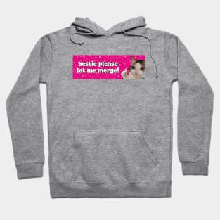 Funny Pink Bestie Please Let Me Merge Cat Meme Stickers Hoodie